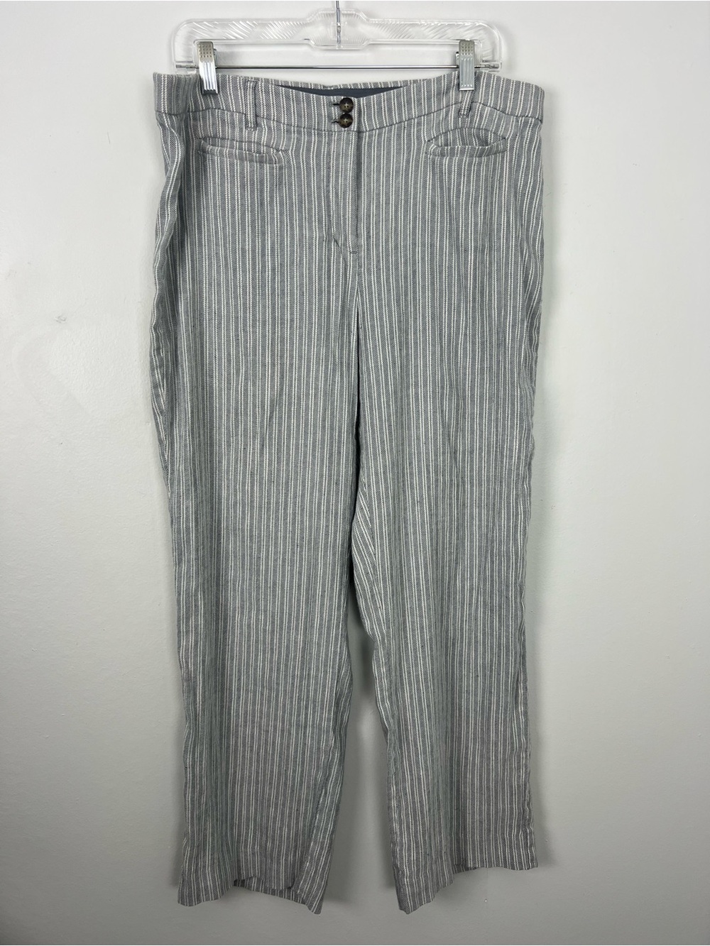 J. Jill Linen Stretch Striped Linen Blend Pants